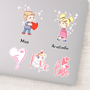 Pegatina Cute Chibi pareja personalizable nombre citas de a