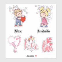 Cute Chibi pareja personalizable nombre citas de a