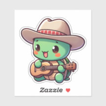 Cute Chibi Tortuga tocando guitarra
