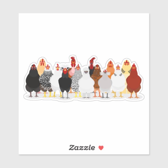 Pegatina cute chicken group sticker (Hoja)