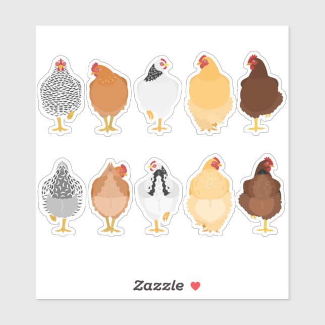 Pegatina cute chickens front&back sticker set (Hoja)