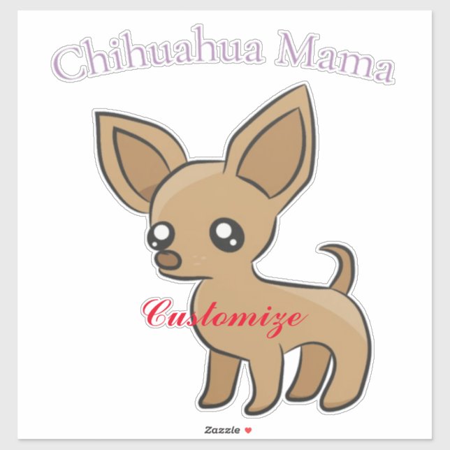 Pegatina Cute Chihuahua Mama Art Thunder_Cove (Hoja)