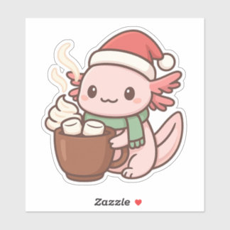 Pegatina Cute Christmas Axolotl Sticker – Hot Cocoa Kawaii 