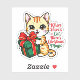Pegatina Cute Christmas Cat Holiday Decal for Cat Lover
