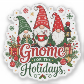 Pegatina Cute Christmas Gnomes Holiday Design