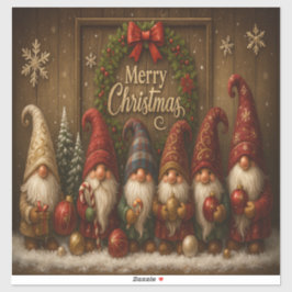 Pegatina Cute Christmas Gnomes Merry