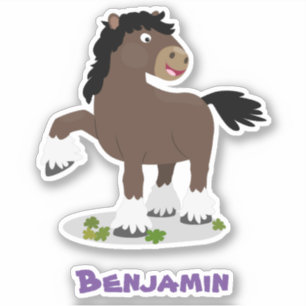 Pegatina Cute Clydesdale personalizado de caballo ilustraci