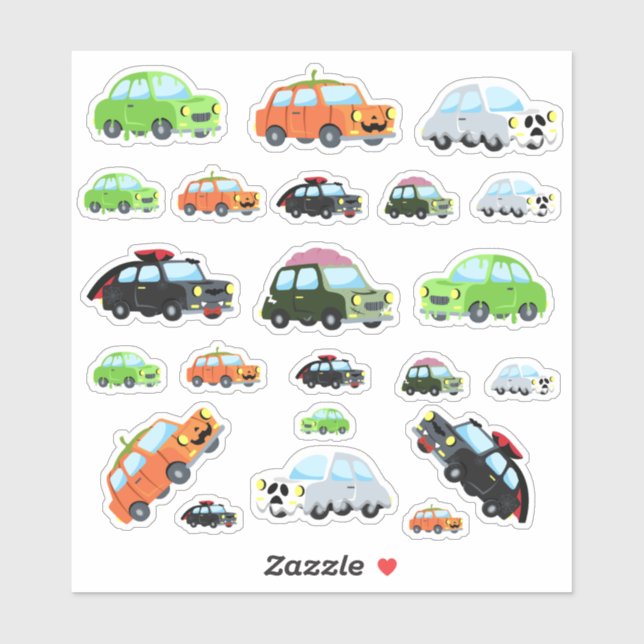 Pegatina Cute coches temáticos de Halloween (Hoja)