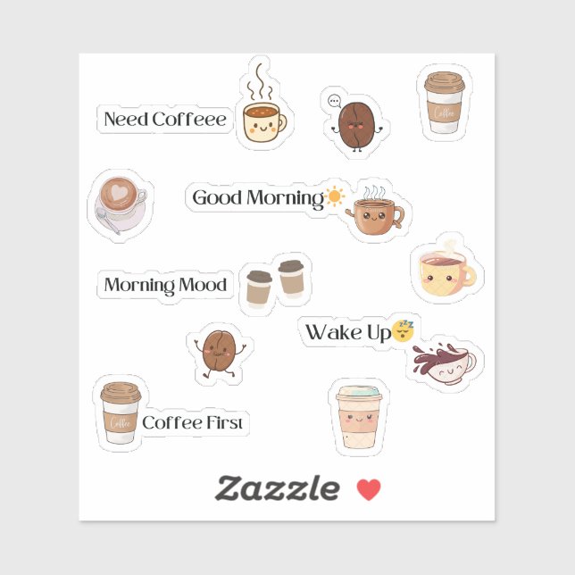 Pegatina Cute Coffee Mood Sticker Sheet (Hoja)