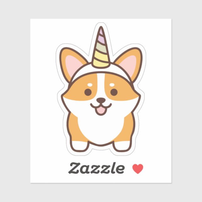 Pegatina Cute Corgicorn (Hoja)