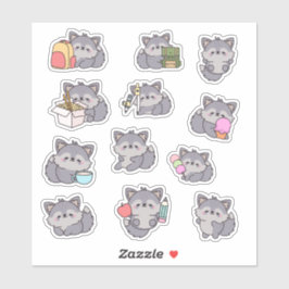 Pegatina Cute Cozy School Happy Wolf Chibi Sticker Set Pack