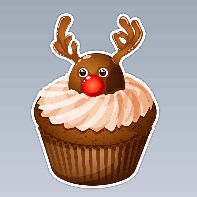 Pegatina Cute Cupcake de Reno de Navidad con Cuernecillos d (Subido por el creador)