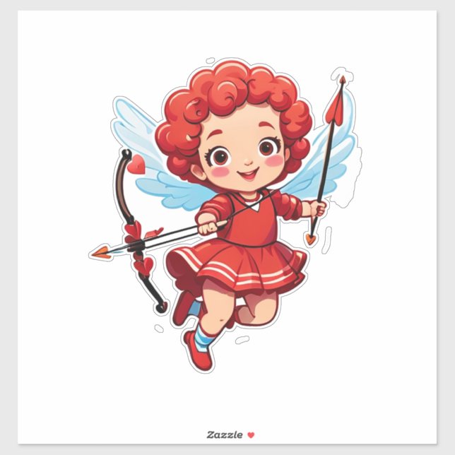 Pegatina Cute Cupid With Bow And Arrow (Hoja)
