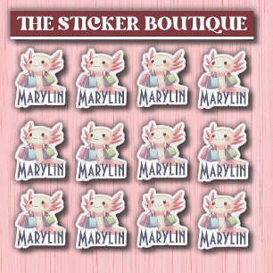 Pegatina Cute Custom Name Cute Axolotl Shopping Pack