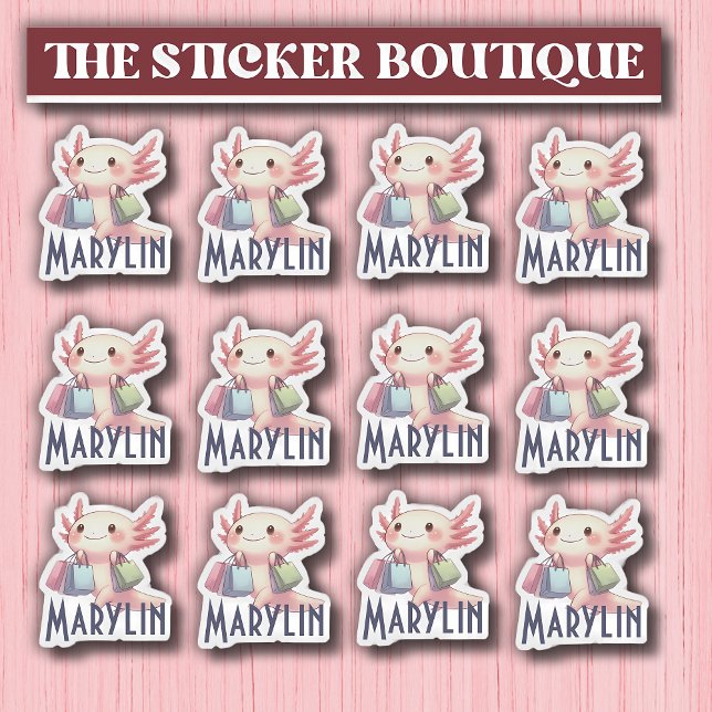 Pegatina Cute Custom Name Cute Axolotl Shopping Pack (Subido por el creador)