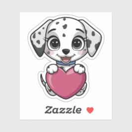 Pegatina Cute Dalmatian Puppy with Heart | Kawaii Dog Stick