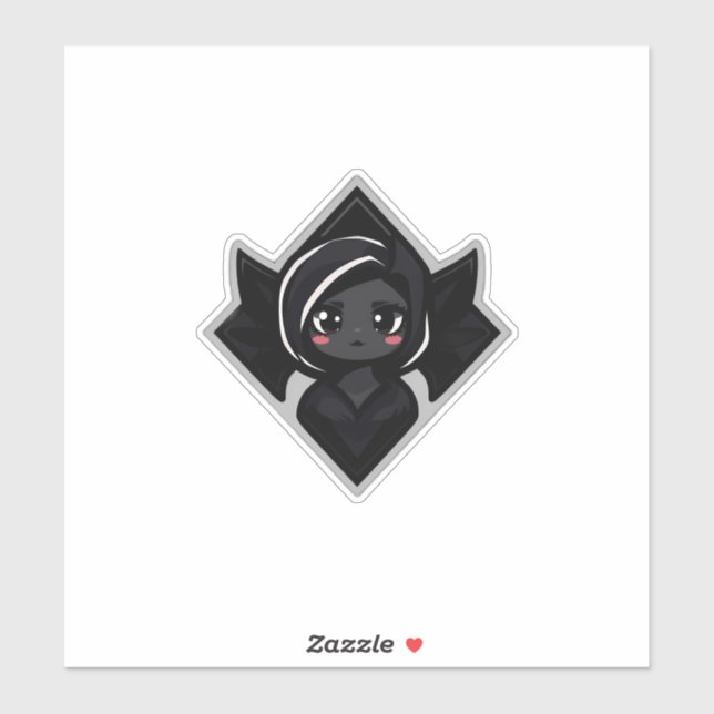 Pegatina Cute Dark Female Character in Diamond Frame (Hoja)