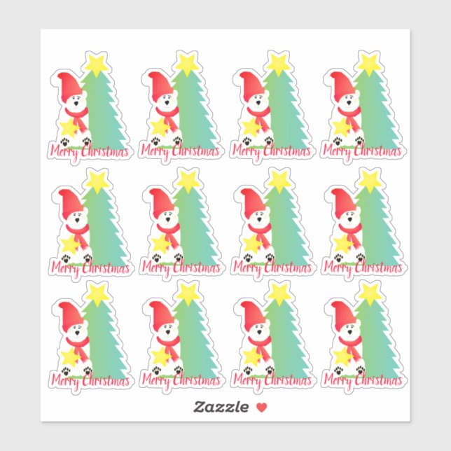 Pegatina Cute de oso polar (Hoja)