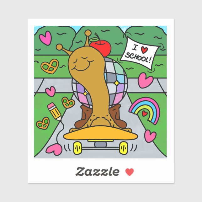 Pegatina Cute Disco Snail Skateboards Back To School Vinyl (Hoja)