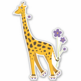Pegatina Cute divertida caricatura de patinaje Giraffe