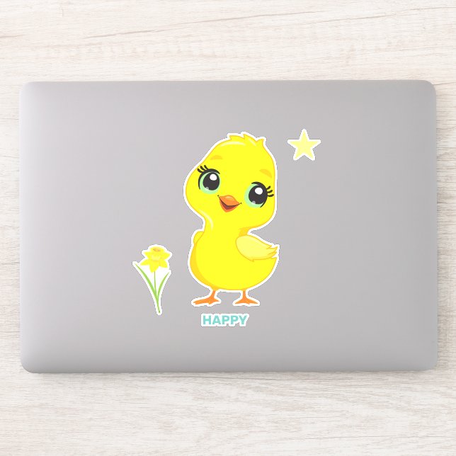 Pegatina Cute divertido sticker de pollito feliz (Ordenador)