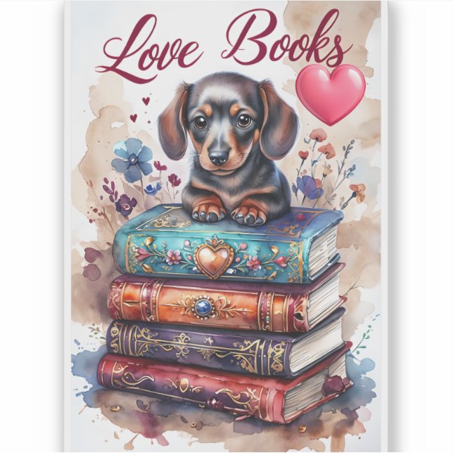 Pegatina Cute Dog and Books Stickers Dog Stickers (Anverso)