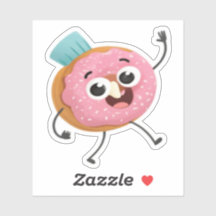 Cute Donut Sonriente Sticker de Vinilo | Comida Di