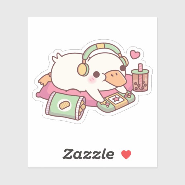 Pegatina Cute Duck Relax Gamer (Hoja)