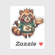 Cute Dumpling Raccoon Foodie Mascot Sticker