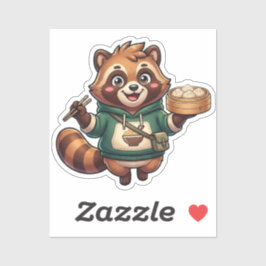 Pegatina Cute Dumpling Raccoon Foodie Mascot Sticker