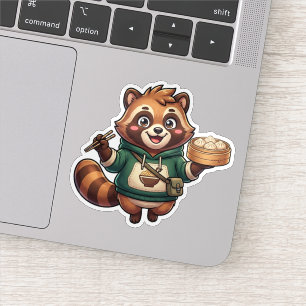 Pegatina Cute Dumpling Raccoon Foodie Mascot Sticker