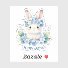 Pegatina Cute Easter Bunny Watercolor with Hydrangea