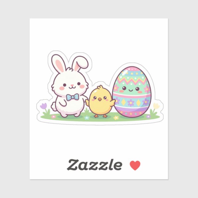 Pegatina Cute Easter Squad Bunny Chick & Egg Sticker (Hoja)