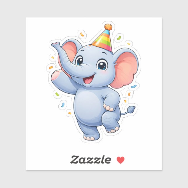 Pegatina Cute Elephant Party Custom-Cut Vinyl Sticker (Hoja)