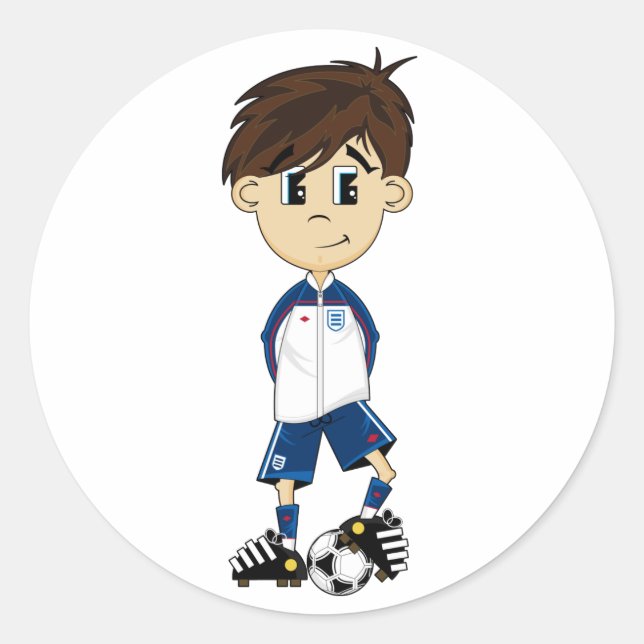 Pegatina Cute England Soccer Boy (Anverso)