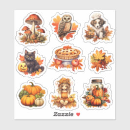 Pegatina Cute Fall /Autumn acuarela scrapbook estacionery