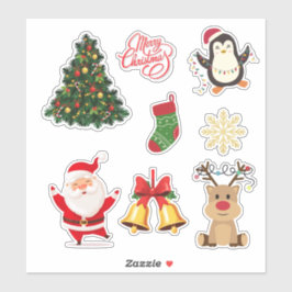Pegatina Cute Festive– Santa, Reindeer, Tree Vinyl Stickers