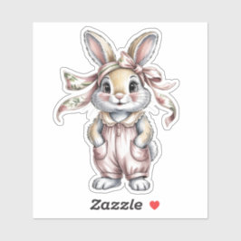 Pegatina Cute Floral Bunny Girl Baby Shower
