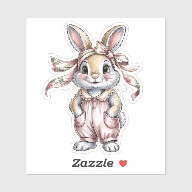 Pegatina Cute Floral Bunny Girl Baby Shower (Hoja)