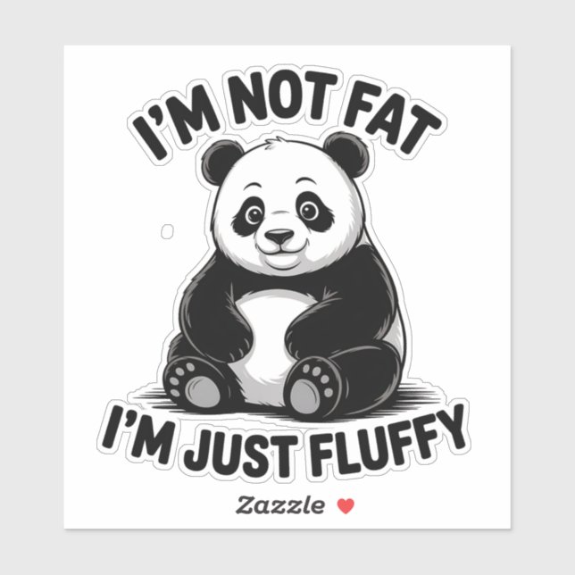 Pegatina Cute Fluffy Panda con Cita Graciosa (Hoja)