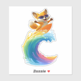 Pegatina Cute Fox Sticker – Surfboard Wave