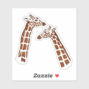 Pegatina Cute Friendly Giraffes Animal acuarela