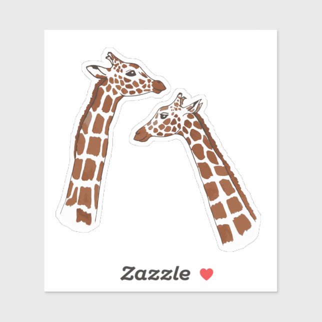 Pegatina Cute Friendly Giraffes Animal acuarela (Hoja)
