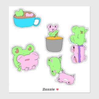Pegatina Cute frog couple valentine sticker sheet 