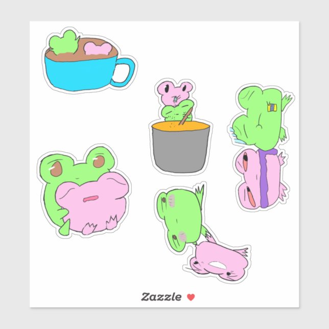Pegatina Cute frog couple valentine sticker sheet  (Hoja)