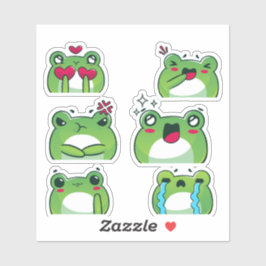 Pegatina Cute Frog Emoji Reaction Faces Vinyl Sticker Set