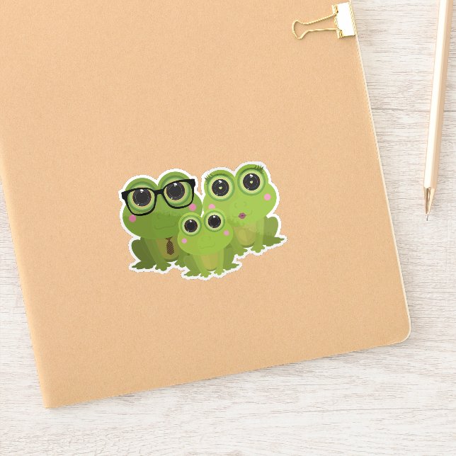 Pegatina Cute Frog Family (Cuaderno)