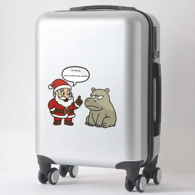 Pegatina cute, funny Santa and Hippo Christmas (Maleta)