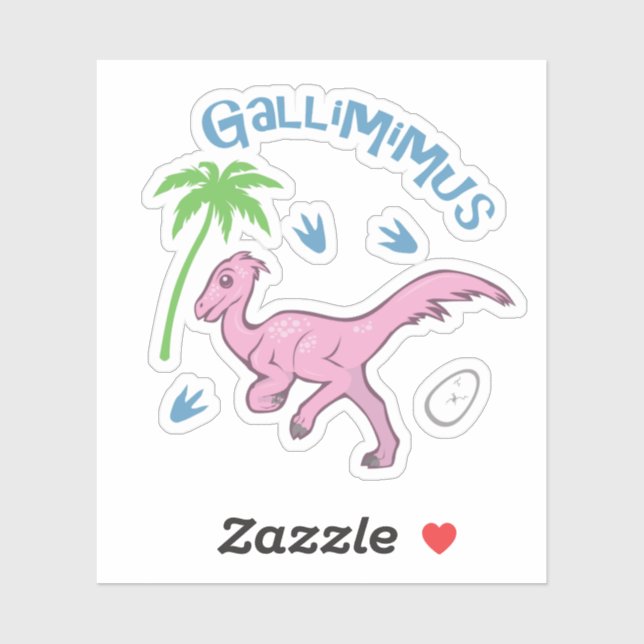 Pegatina Cute Gallimimus (Hoja)