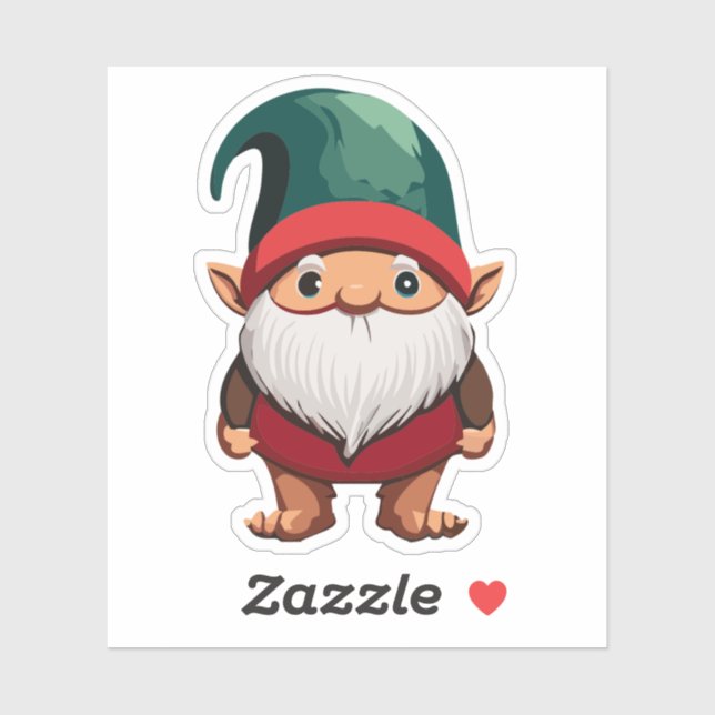 Pegatina Cute Garden Gnome (Hoja)